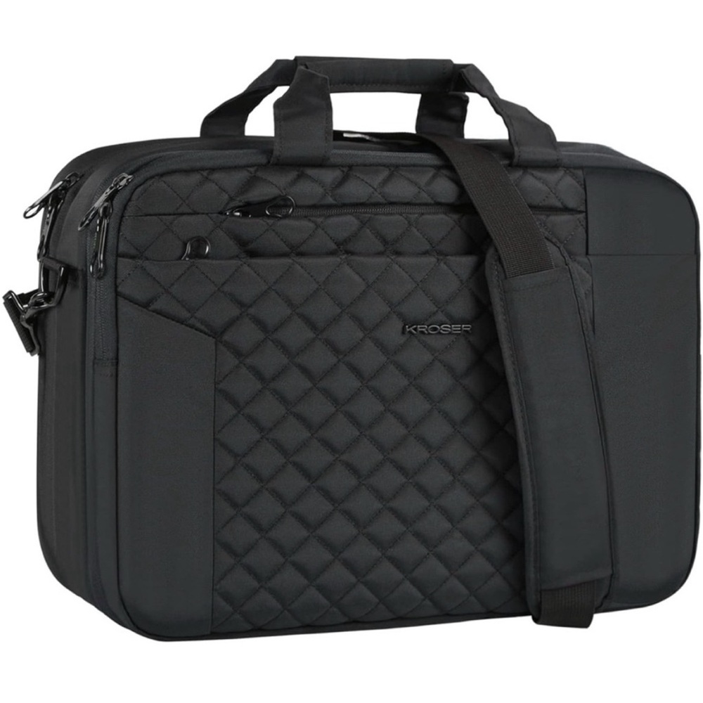 NWOT. Black Quilted Messenger Bag